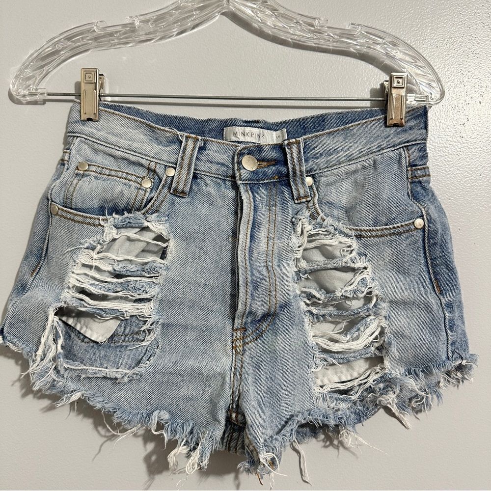 Mink Pink high waist jean shorts size S